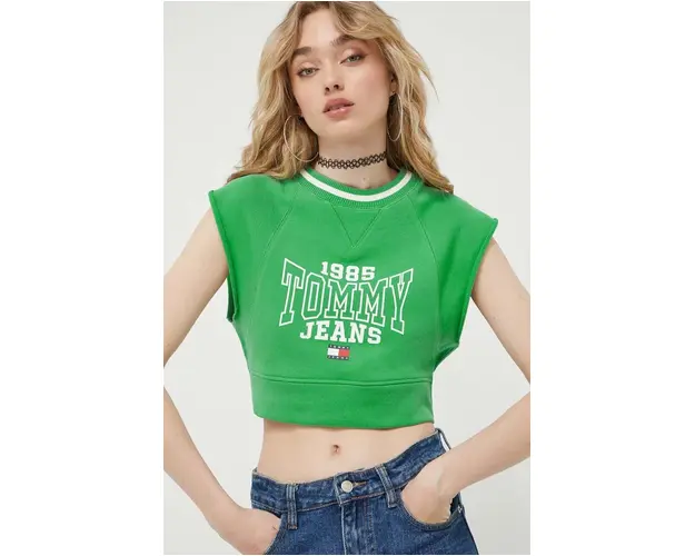 Tommy Jeans top femei, culoarea verde