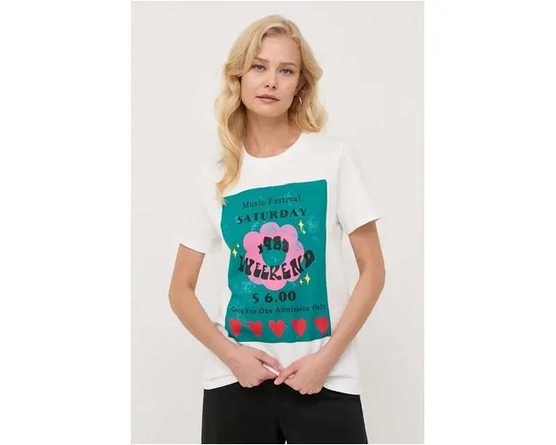 Weekend Max Mara tricou din bumbac culoarea alb