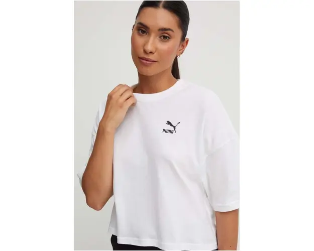 Puma tricou din bumbac culoarea alb