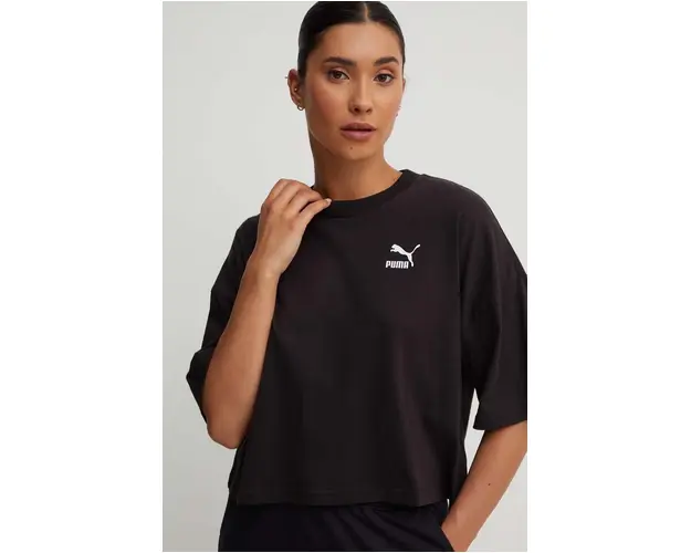 Puma tricou din bumbac culoarea negru