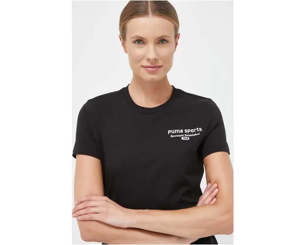 Puma tricou din bumbac culoarea negru