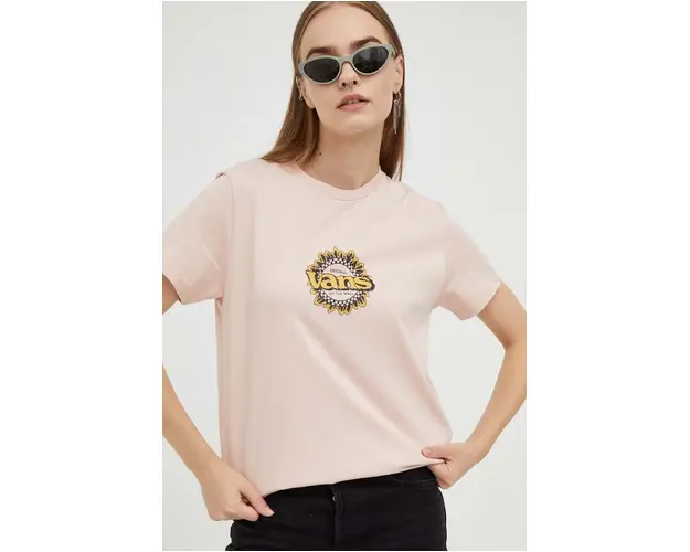 Vans tricou din bumbac culoarea roz