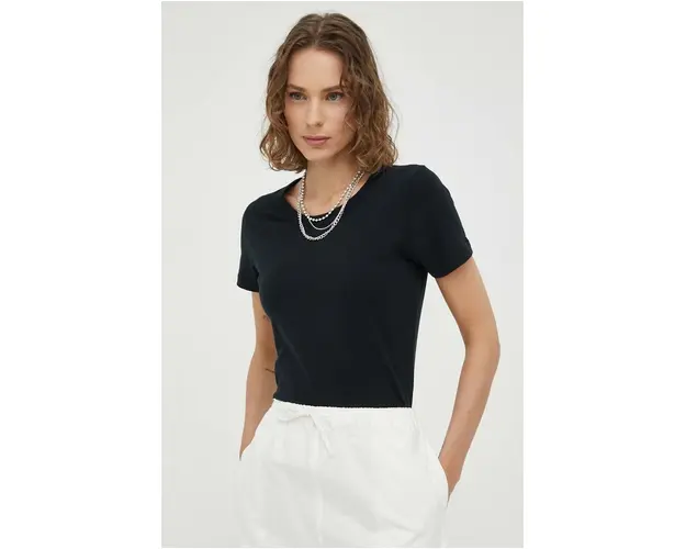 American Vintage tricou din bumbac culoarea negru