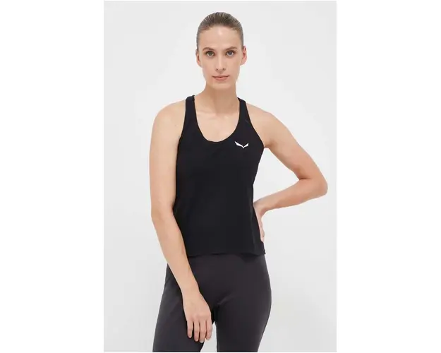 Salewa top sport Lavaredo Hemp Cropped femei, culoarea negru