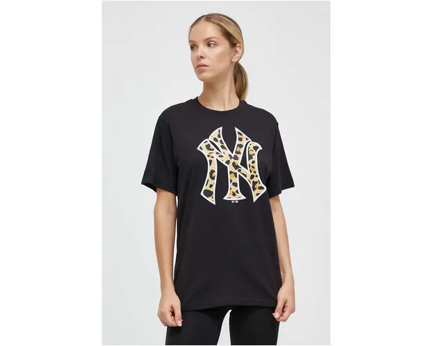 47brand tricou din bumbac MLB New York Yankees femei, culoarea negru