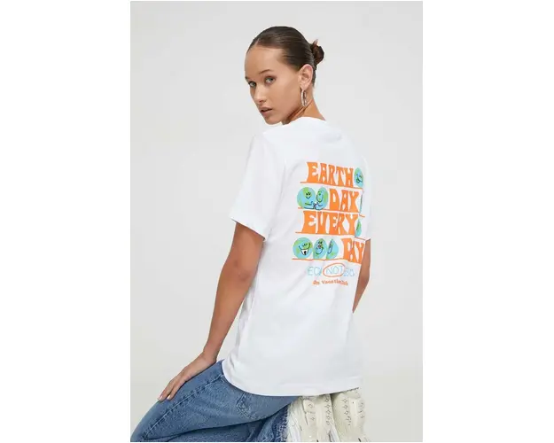 On Vacation tricou din bumbac femei, culoarea alb