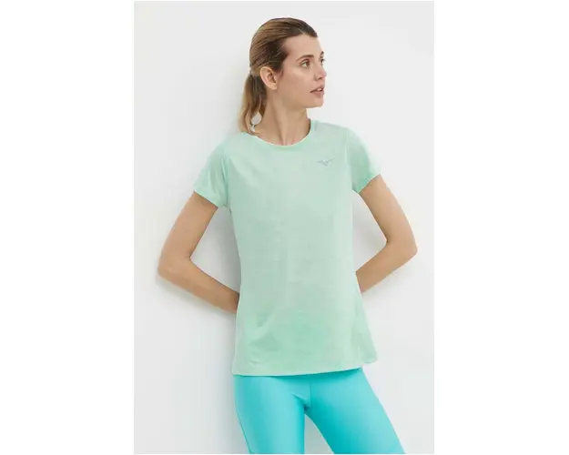 Mizuno tricou de alergare Impulse core culoarea verde