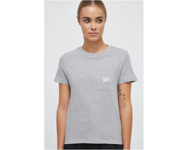 Reebok tricou din bumbac culoarea gri