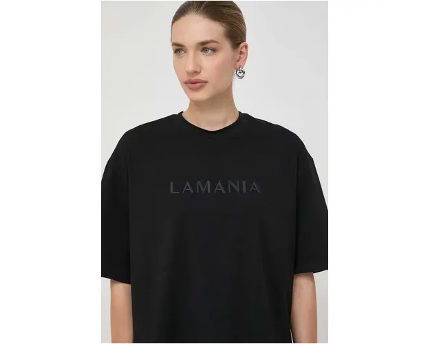 La Mania tricou din bumbac femei, culoarea negru