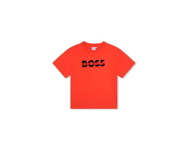 BOSS tricou de bumbac pentru copii culoarea rosu, cu imprimeu
