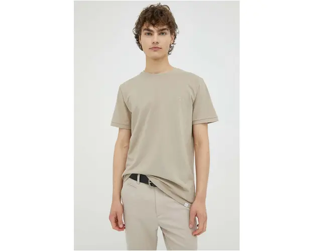 Les Deux tricou din bumbac culoarea bej, neted