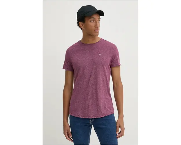 Tommy Jeans tricou barbati, culoarea bordo, melanj