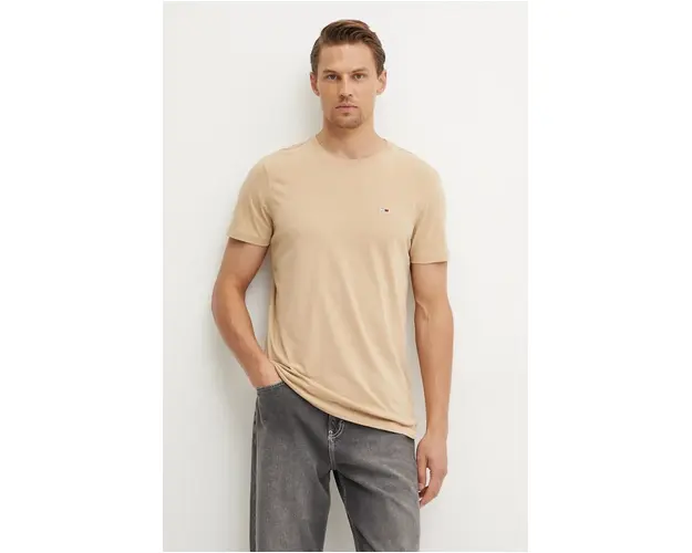 Tommy Jeans tricou din bumbac 2-pack culoarea maro, cu imprimeu