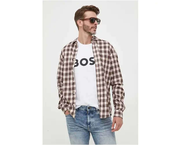 BOSS tricou din bumbac culoarea alb, cu imprimeu 50495742