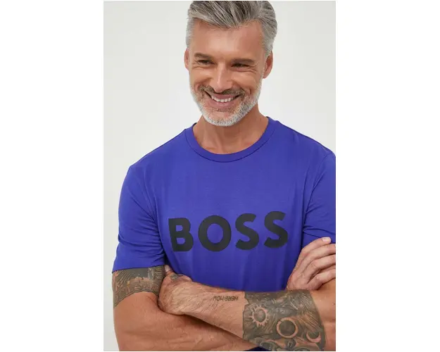 BOSS tricou din bumbac culoarea violet, cu imprimeu 50495742