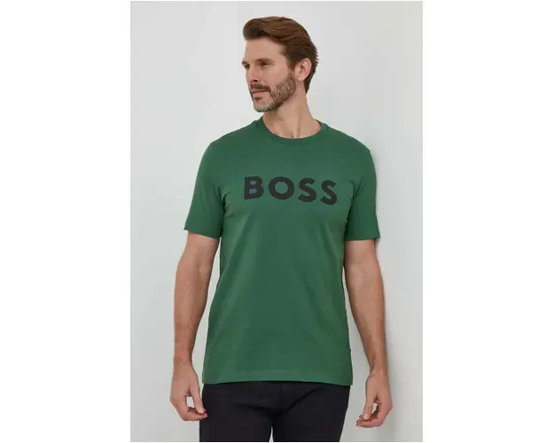 BOSS tricou din bumbac culoarea verde, cu imprimeu 50495742