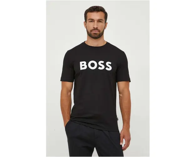 BOSS tricou din bumbac culoarea negru, cu imprimeu 50495742