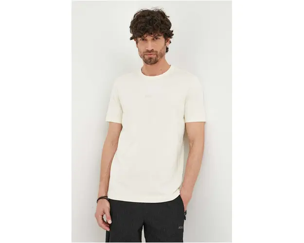 BOSS Orange tricou din bumbac culoarea bej, uni 50502173