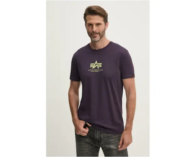 Alpha Industries tricou din bumbac barbati, culoarea violet, cu imprimeu