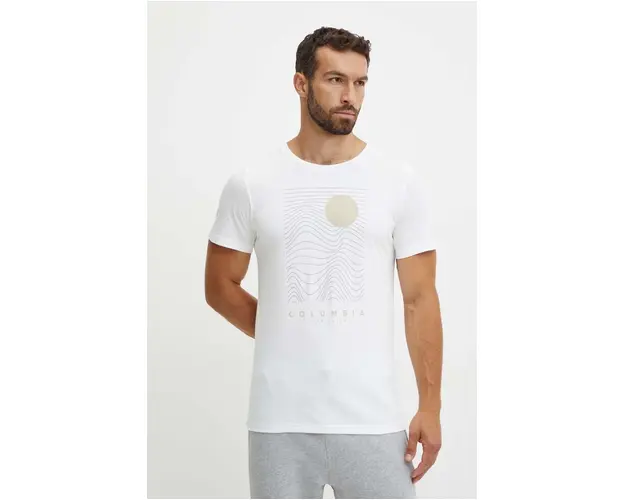 Columbia tricou din bumbac culoarea alb, cu imprimeu