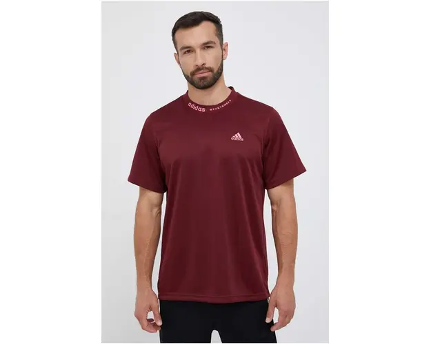 adidas tricou barbati, culoarea bordo, cu imprimeu