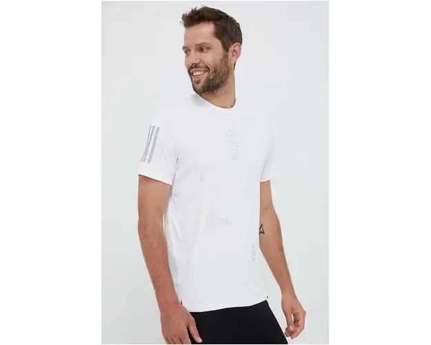 adidas Performance tricou de alergare Run for the Oceans culoarea alb, cu imprimeu
