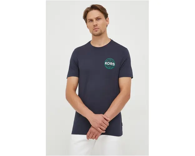 Michael Kors tricou din bumbac culoarea albastru marin, cu imprimeu