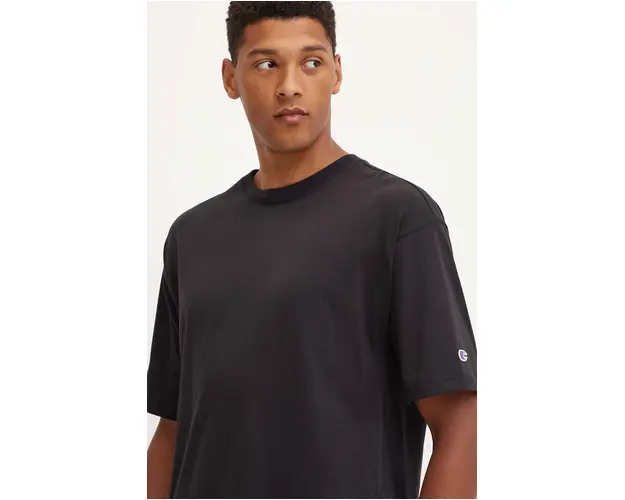 Champion tricou din bumbac barbati, culoarea negru, neted, 219632