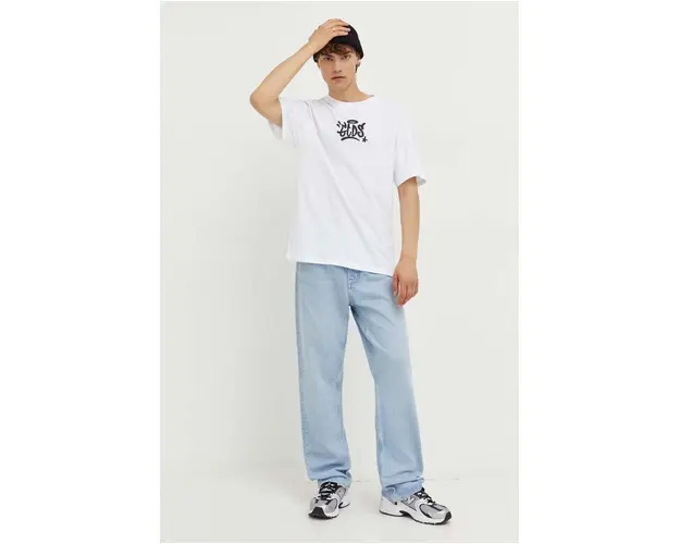 GCDS tricou din bumbac culoarea alb, cu imprimeu