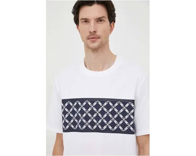 Michael Kors tricou din bumbac culoarea alb, cu imprimeu