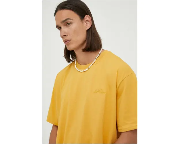 Les Deux tricou barbati, culoarea galben, neted