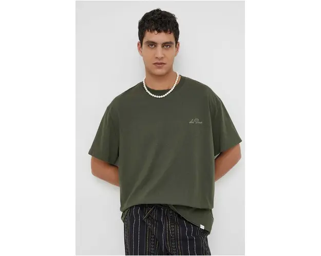 Les Deux tricou barbati, culoarea verde, neted