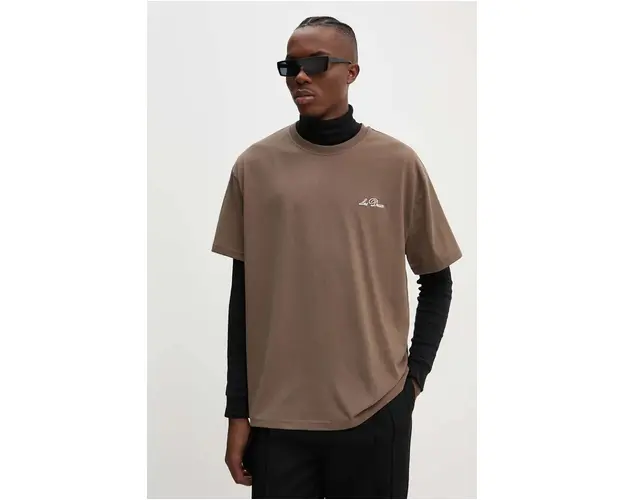 Les Deux tricou barbati, culoarea maro, neted