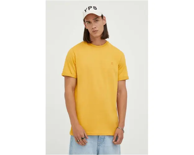 Les Deux tricou din bumbac culoarea galben, neted