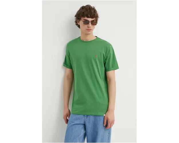 Les Deux tricou din bumbac culoarea verde, neted