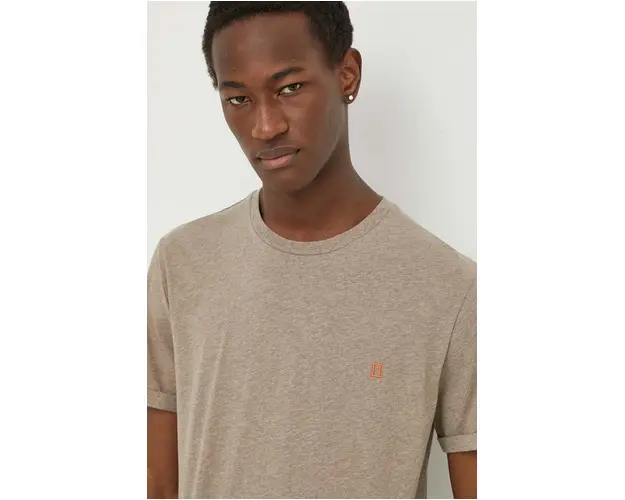 Les Deux tricou din bumbac culoarea maro, neted