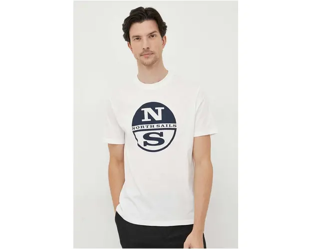 North Sails tricou din bumbac culoarea alb, cu imprimeu