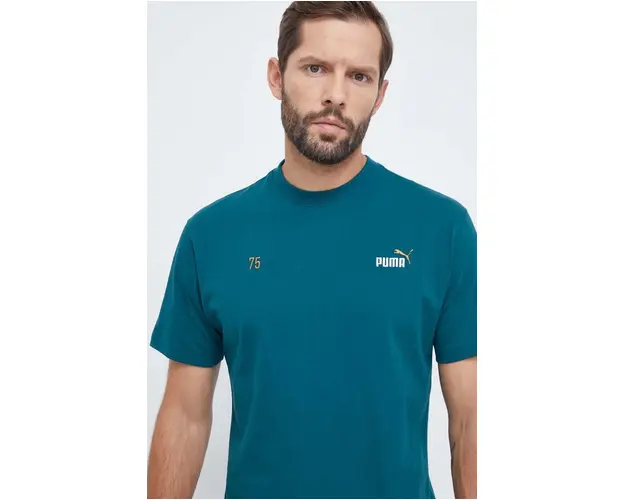 Puma tricou din bumbac barbati, culoarea verde, cu imprimeu
