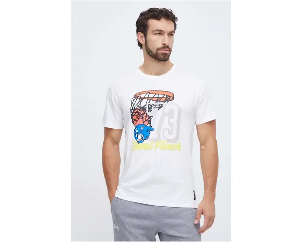 Puma tricou din bumbac barbati, culoarea bej, cu imprimeu