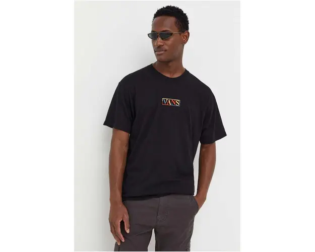 Vans tricou din bumbac culoarea negru, cu imprimeu