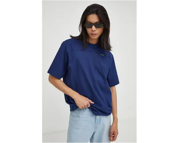 G-Star Raw tricou din bumbac culoarea albastru marin, neted