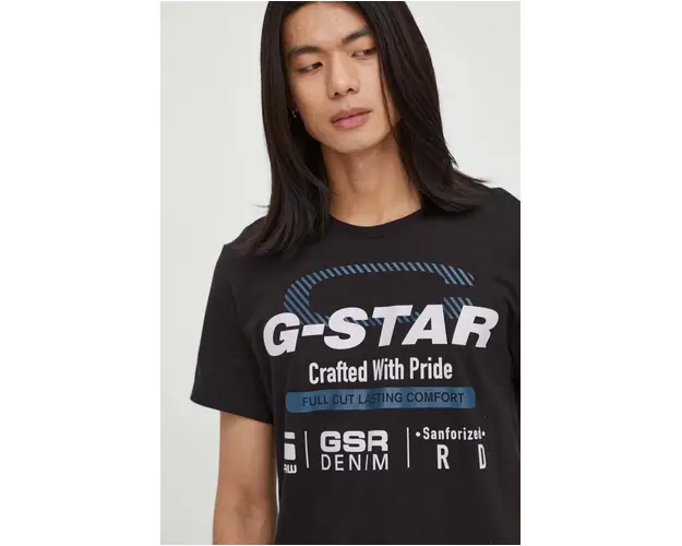 G-Star Raw tricou din bumbac culoarea negru, cu imprimeu