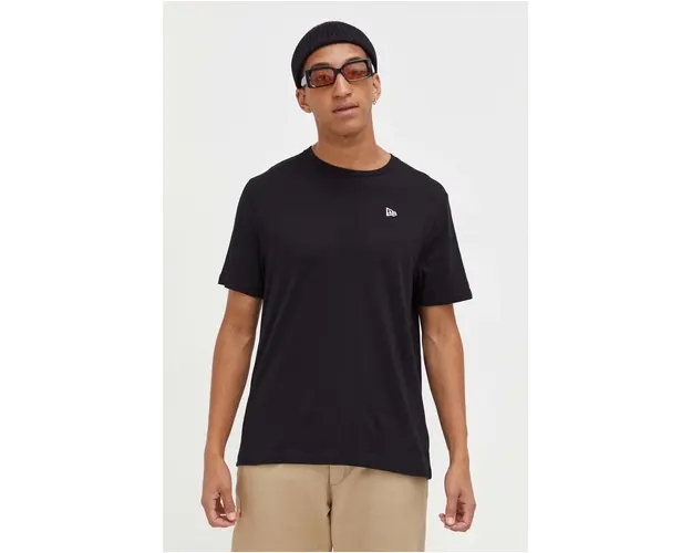 New Era tricou din bumbac culoarea negru, neted