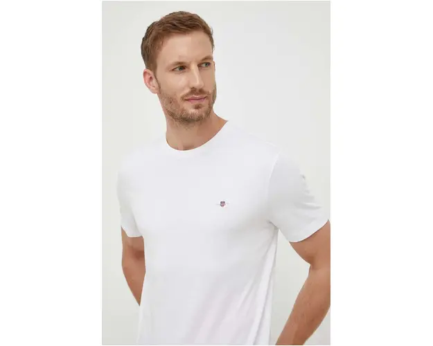 Gant tricou din bumbac culoarea alb, neted
