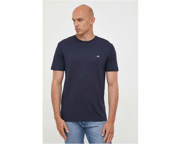 Gant tricou din bumbac culoarea albastru marin, neted