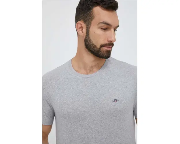 Gant tricou din bumbac culoarea gri, neted