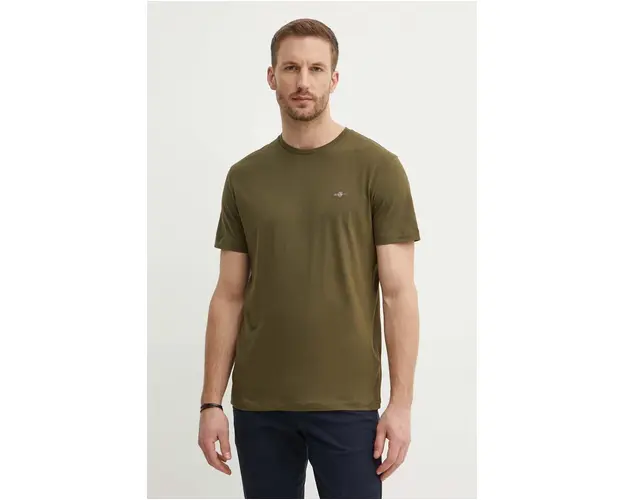 Gant tricou din bumbac barbati, culoarea negru, neted