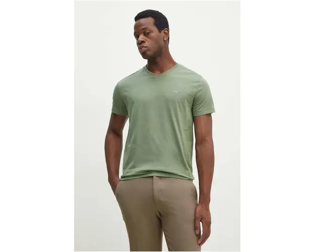 Gant tricou din bumbac barbati, culoarea negru, neted