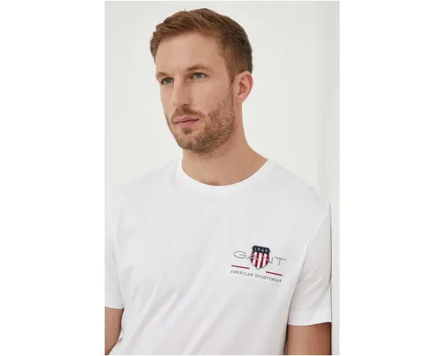 Gant tricou din bumbac culoarea alb, cu imprimeu