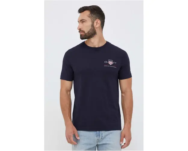 Gant tricou din bumbac culoarea albastru marin, cu imprimeu